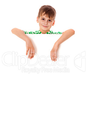 Boy holding a banner