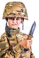 Young soldier with knife