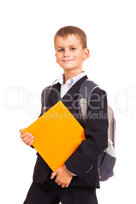 Boy holding books