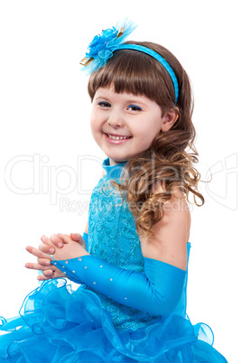 Portrait of cute smiling little girl in princess dress