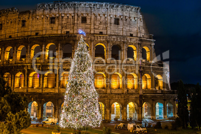 Coliseum of Rome, Italy on christmas