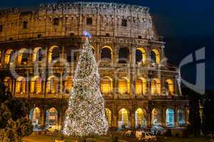 Coliseum of Rome, Italy on christmas