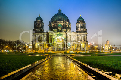 the Berliner Dom in the night in Berlin Germany