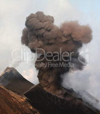 Strombolian eruption at daytime