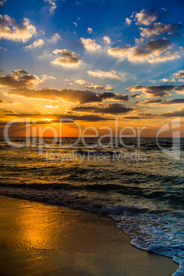 Dubai sea and beach, beautiful sunset at the beach