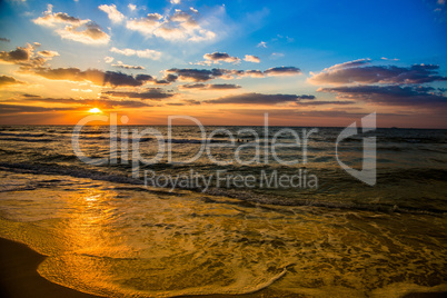 Dubai sea and beach, beautiful sunset at the beach