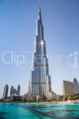 View on Burj Khalifa, Dubai, UAE, at night