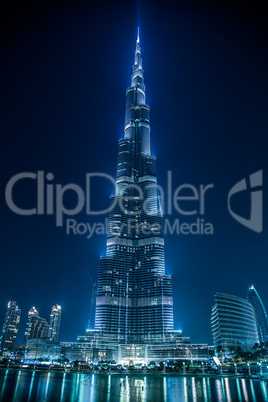 View on Burj Khalifa, Dubai, UAE, at night