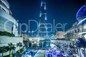 View on Burj Khalifa, Dubai, UAE, at night