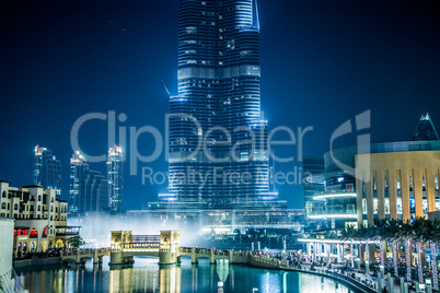 View on Burj Khalifa, Dubai, UAE, at night