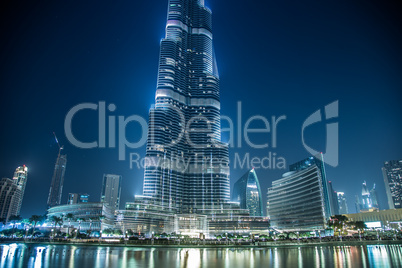 View on Burj Khalifa, Dubai, UAE, at night