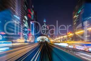 Dubai metro railway in motion blur