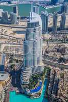 Dubai downtown. East, United Arab Emirates architecture. Aerial