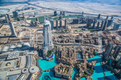 Dubai downtown. East, United Arab Emirates architecture. Aerial