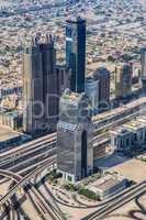 Dubai downtown. East, United Arab Emirates architecture. Aerial