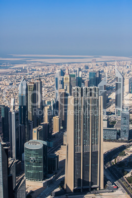 Dubai downtown. East, United Arab Emirates architecture. Aerial