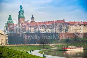 Wawel Castle and Wistula . Krakow Poland.