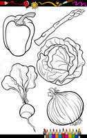 cartoon vegetables set for coloring book