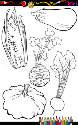 cartoon vegetables set for coloring book