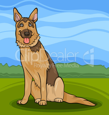 german shepherd dog cartoon illustration