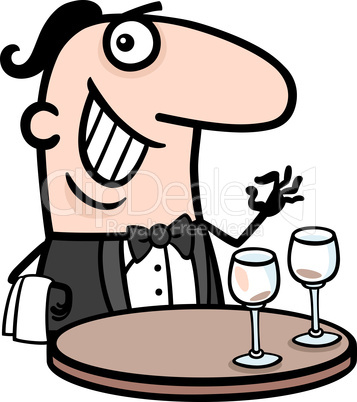 waiter in restaurant cartoon illustration