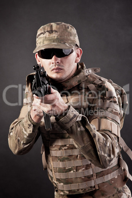 Modern soldier with rifle