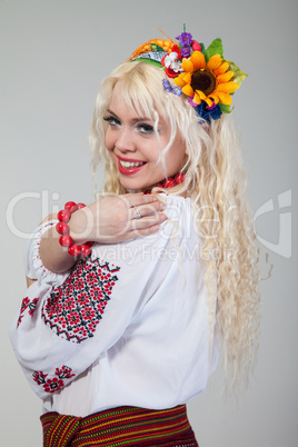 Woman wears Ukrainian national dress