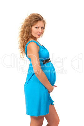 Pregnant woman is caressing her belly