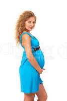 Pregnant woman is caressing her belly