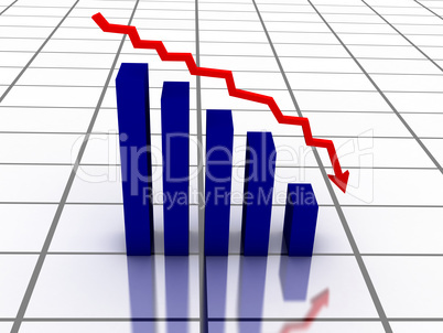 3D falling graph with red arrow