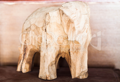 Wooden hand made carved elephant