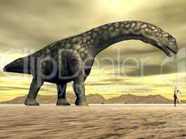 Argentinosaurus dinosaur and human size - 3D render