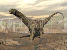 Argentinosaurus dinosaur walk - 3D render