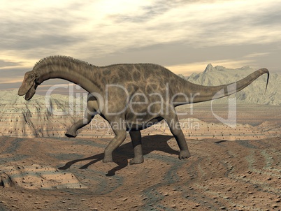 Dicraeosaurus dinosaur walking - 3D render
