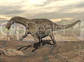 Dicraeosaurus dinosaur walking - 3D render