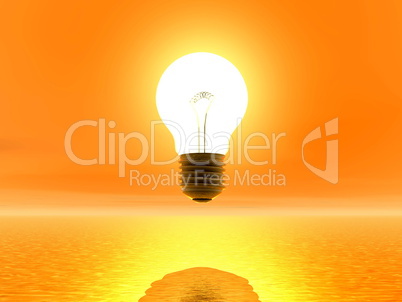 Light bulb sunset - 3D render