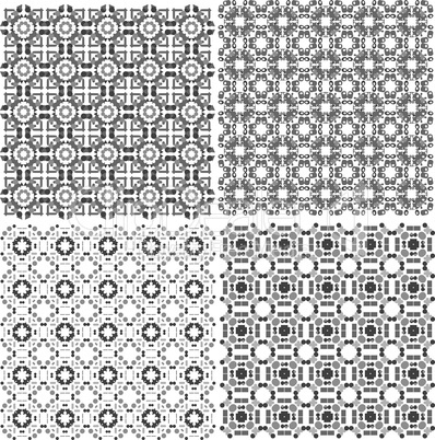 monochrome geometric seamless patterns set. backgrounds