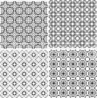 monochrome geometric seamless patterns set. backgrounds