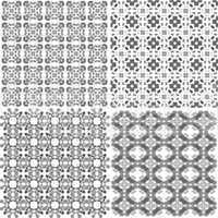 Set of black and white geometric seamless patterns