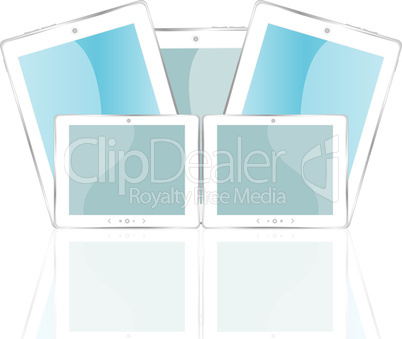 white glossy tablet pc isolated on white reflective background