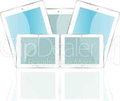 white glossy tablet pc isolated on white reflective background