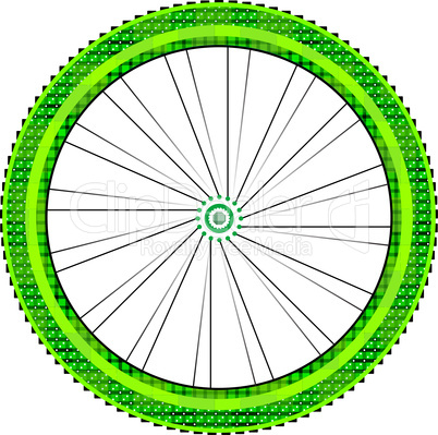 bike wheel with tire and spokes isolated on white background