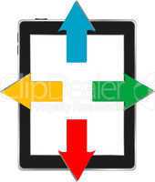 tablet pc with arrows. business concept