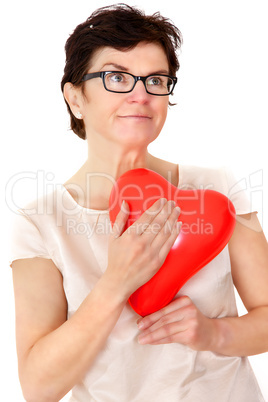 Woman holding red heart