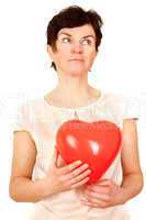 Woman holding red heart