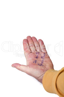 Hand of a dementia with his name