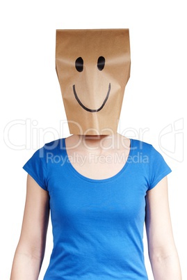 happy paper bag person