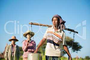 Group of Traditional Asian farmers