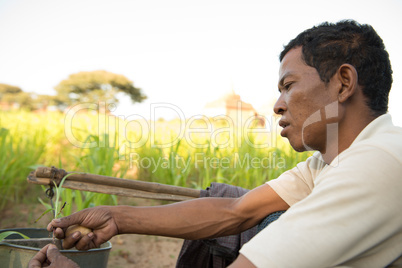 Portrait Traditional Asian male farmer