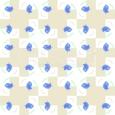 Blue birds seamless pattern